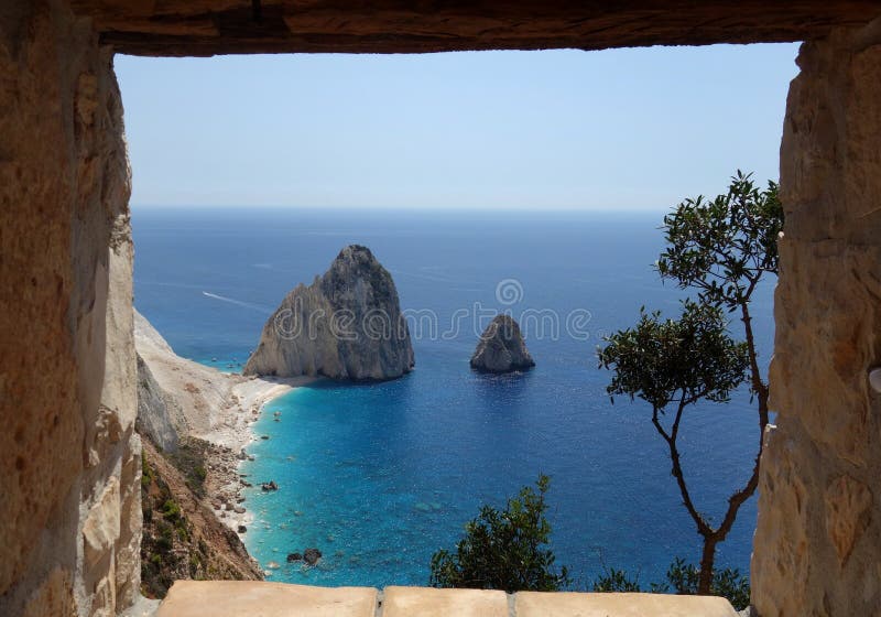 The Mizithres, small and big. Amazing rock formations on Keri cape, Zakynthos island. Greece.