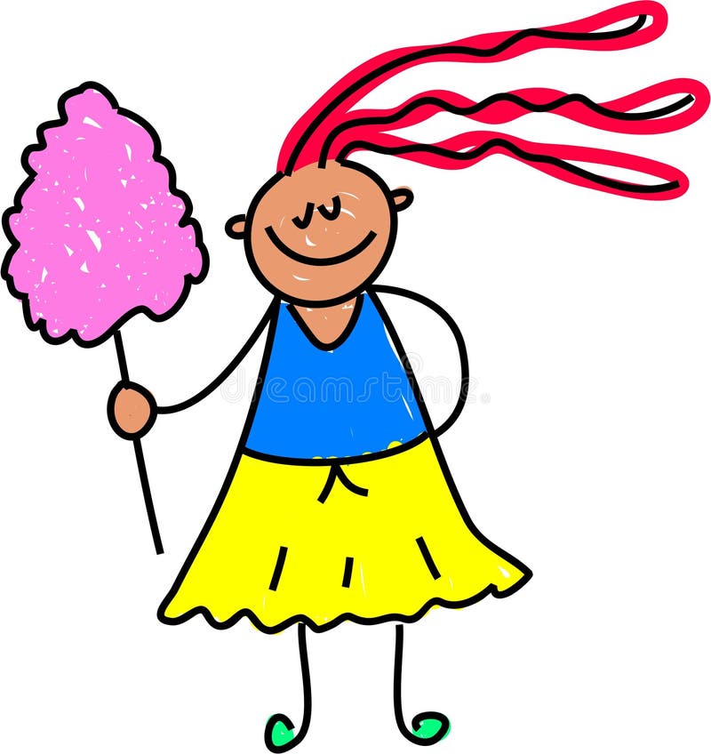 Little girl with some candy floss from the fair - toddler art series. Little girl with some candy floss from the fair - toddler art series