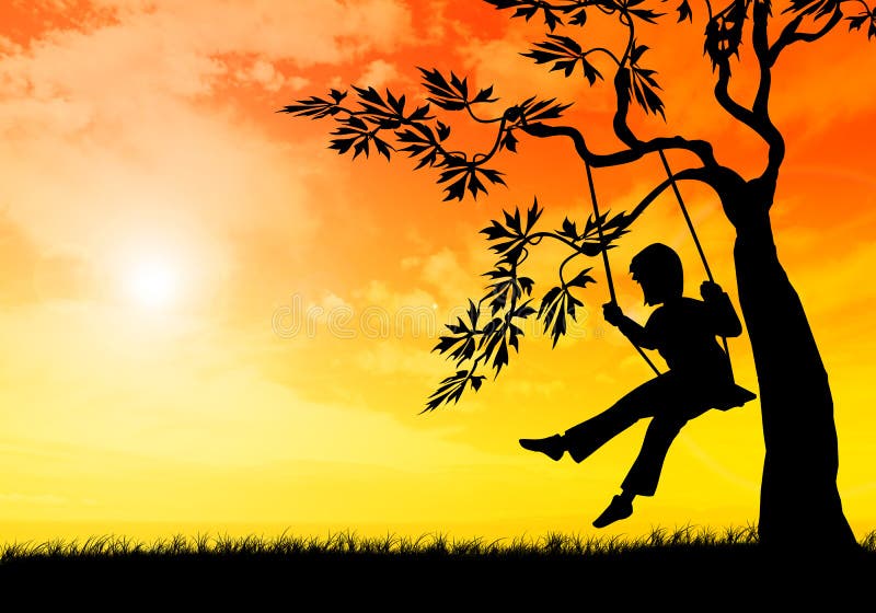 Criança no baloiço ilustração do vetor