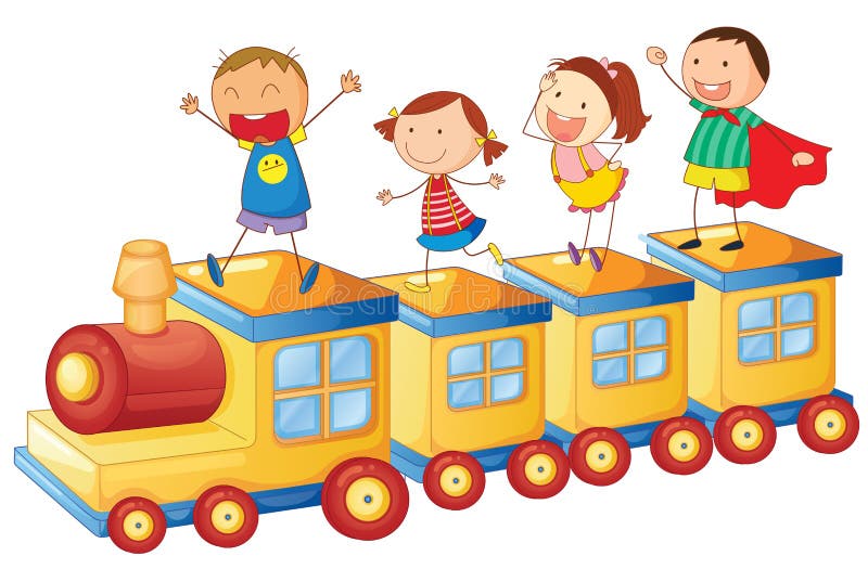 Miúdos em um trem ilustração stock Miúdos em um trem ilustração stock