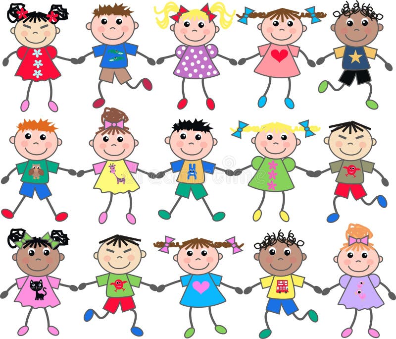 Crianças de etnias mistas ilustração stock