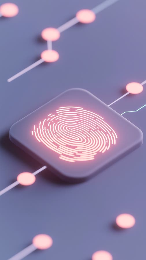Miękki różowy hologram linii papilarnych na minimalistycznym interfejsie cyfrowym royalty ilustracja