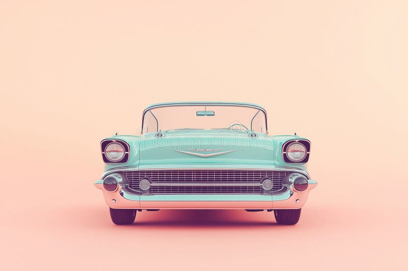 Front View of a Classic Car, Emphasizing Vintage Automotive Design royalty free stock image