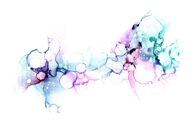 Mjuk, abstrakt, handritad vattenfärg eller bakgrund av alkoholhaltig bläck i rosa och blå toner Raster-illustration