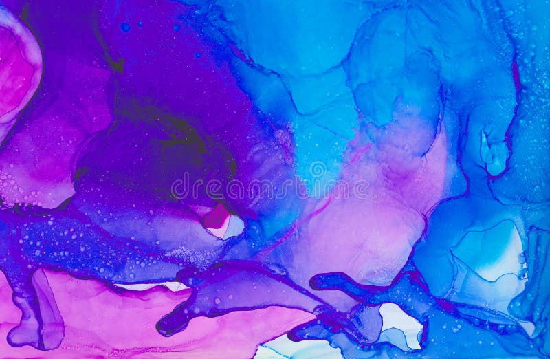 Mjuk modern ljusblå, rosa och lila alkoholhaltig bakgrund abstrakt bakgrund Fläckningseffekt för färg med flytande vattenfärg