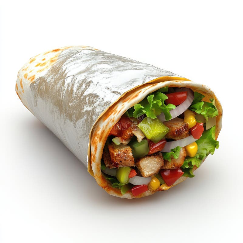 Mjuka grillade kycklingar Burrito insvällda i olja vektor illustrationer