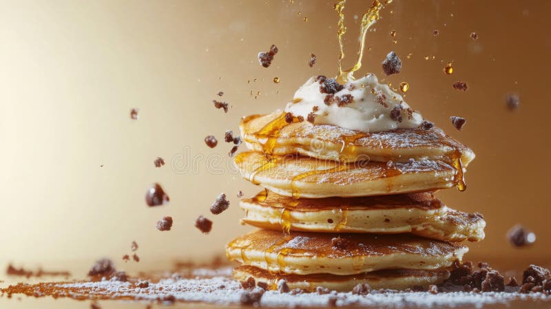 Mjuka pancakes med choklad och sirap royaltyfri illustrationer