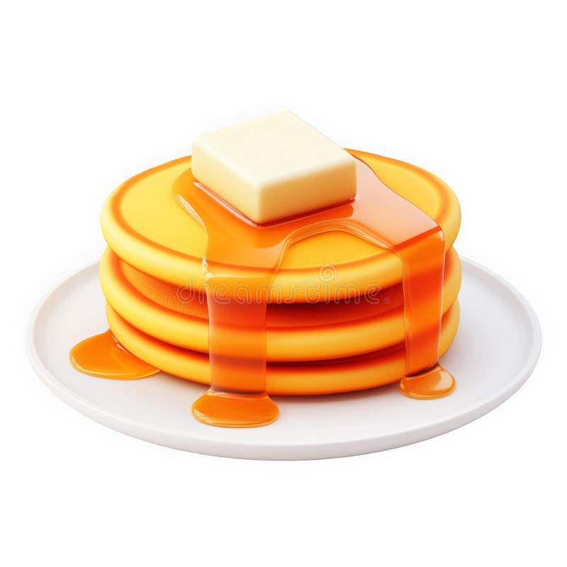 Mjuka pingstarstackar med sirap- och smörikon för frukost royaltyfri illustrationer