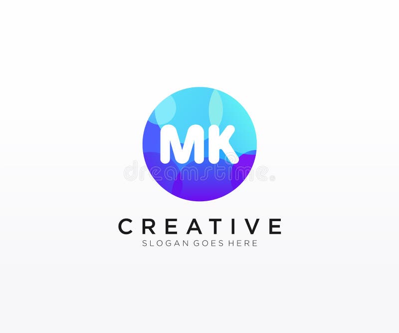 MK initial logo With Colorful Circle template vector stock illustration