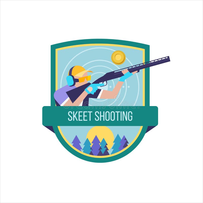 Shooting Skeet. The logo of the sports club. Sportsman Skeet shooter. Shooting Skeet. The logo of the sports club. Sportsman Skeet shooter.