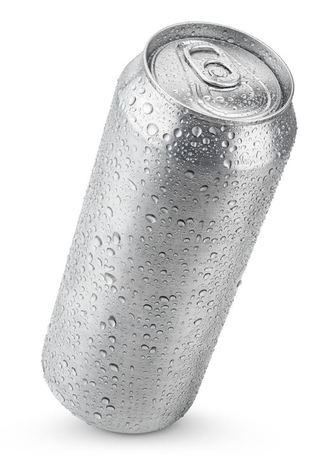 500 ml aluminum beer can with water drops isolated on white. 500 ml aluminum beer can with water drops isolated on white