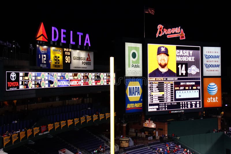 MLB Atlanta Braves - marcador del campo de Turner imágenes de archivo libres de regalías MLB Atlanta Braves - marcador del campo de Turner imágenes de archivo libres de regalías