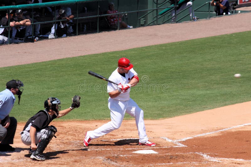 MLB St Louis Cardinals Player Albert Pujols Hitting a ball. March 19th Spring Training in Jupiter, florida Pre season game against the Florida Marlins.