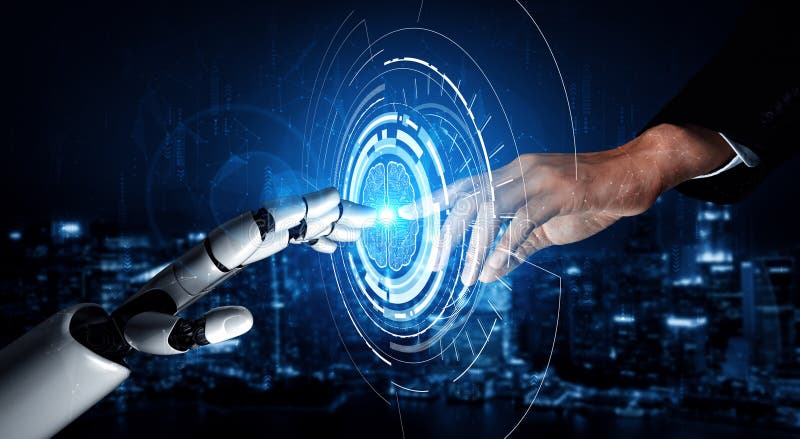 Mlllm μέλλον ρομπότ τεχνητής νοημοσύνης και cyborg. διανυσματική απεικόνιση
