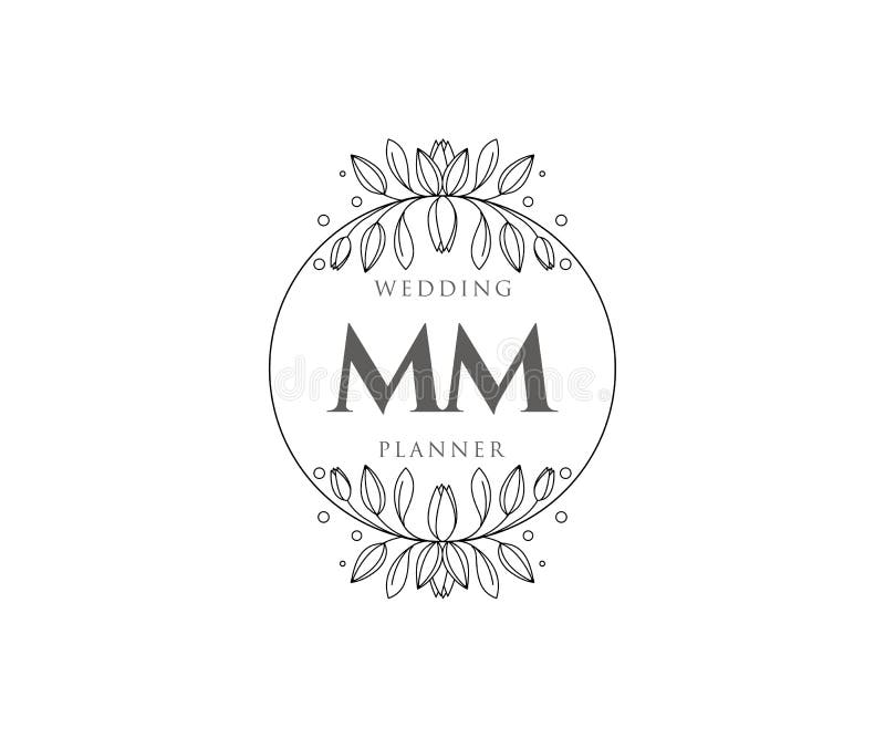 MM initial letters Wedding monogram logos, hand drawn modern