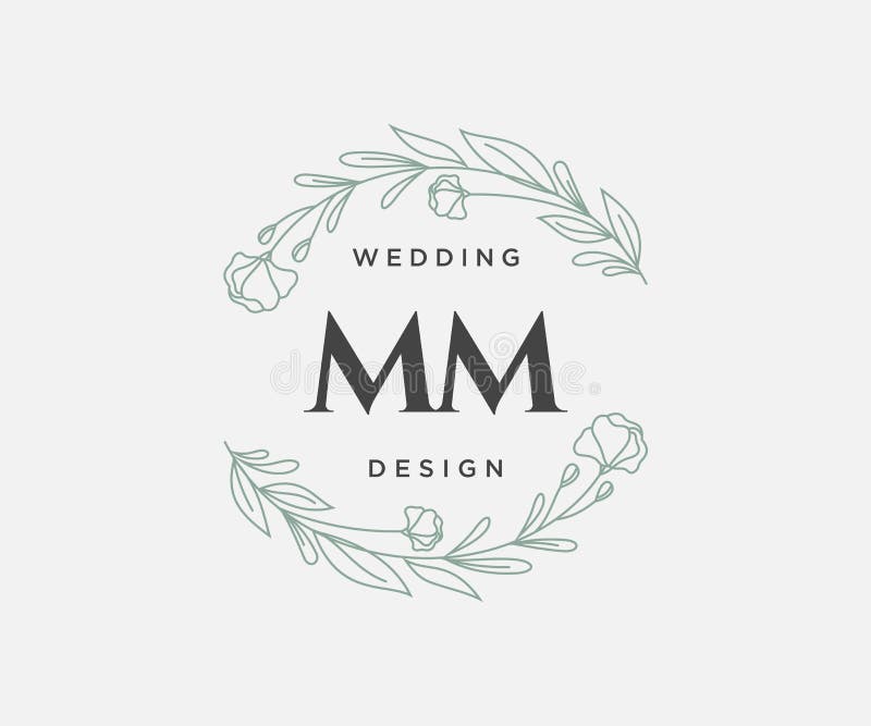 Letter mm wedding monogram logo design Royalty Free Vector