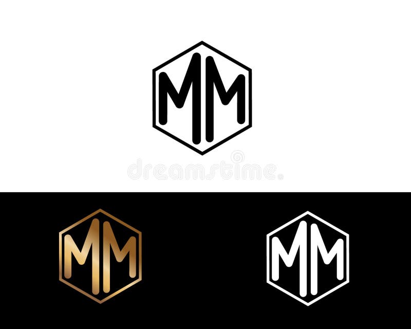 Monogram Letter M Capital Logo, Overlapping Thin Line Initials MM