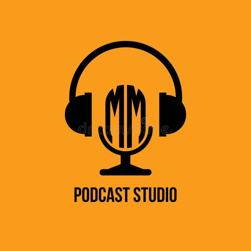 MM Monogram Hoofdtelefoon en Microfoon Stijl vector illustratie