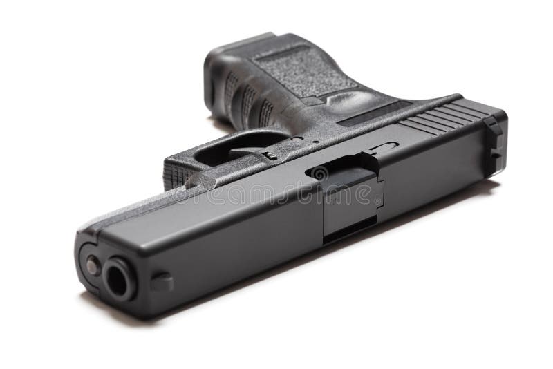 9mm semi-automatic pistol on white background