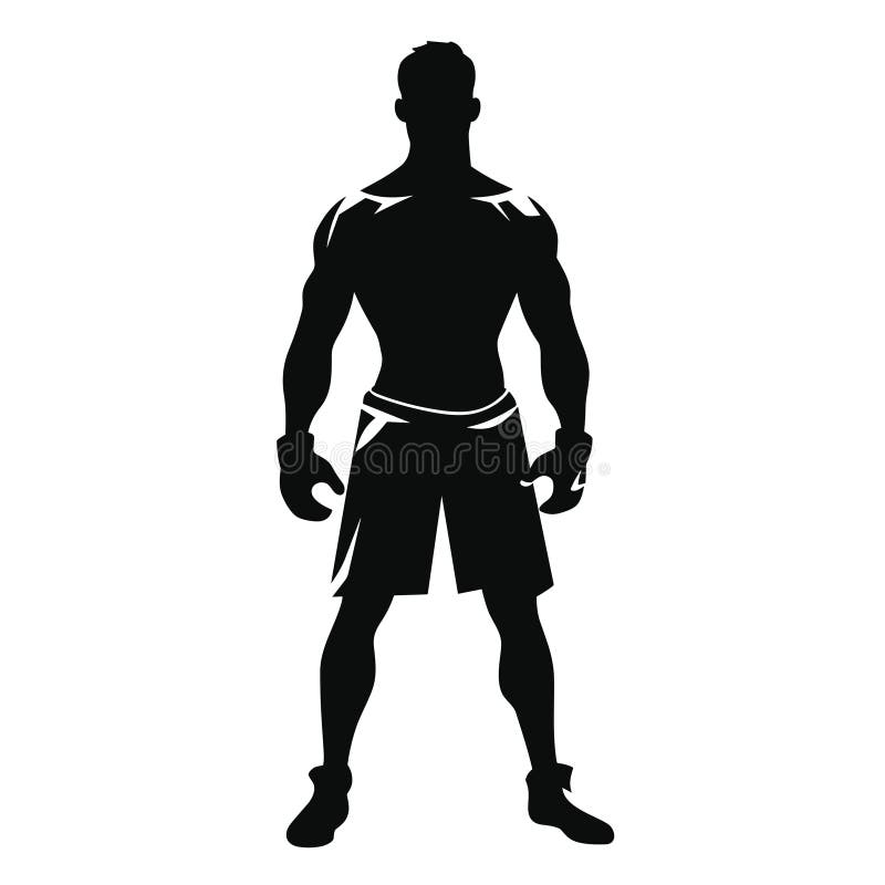 MMA Fighter Black Icon on White Background. MMA Fighter Silhouette Stock Image - Image of symbol