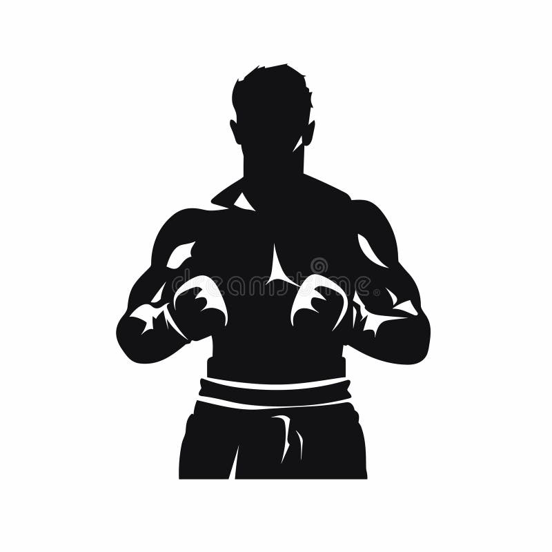 MMA Fighter Black Icon on White Background. MMA Fighter Silhouette Stock Image - Image of symbol