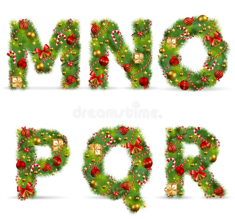 MNOPQR, christmas tree font royalty free illustration