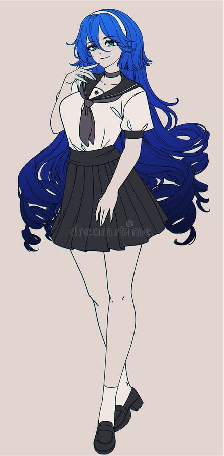 Modelo Do Anime Com Cabelo Azul Foto de Stock - Imagem de olhos