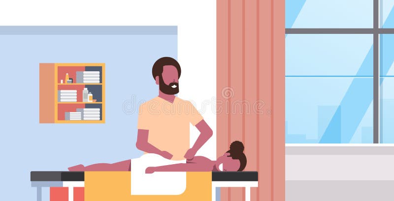 Homem Deitado No Leito De Massagem Terapeuta Da Massagem Americana Fazendo  Tratamento Curativo Massacrando Manual Do Paciente Fer Ilustração do Vetor  - Ilustração de osteopathy, calma: 154138315