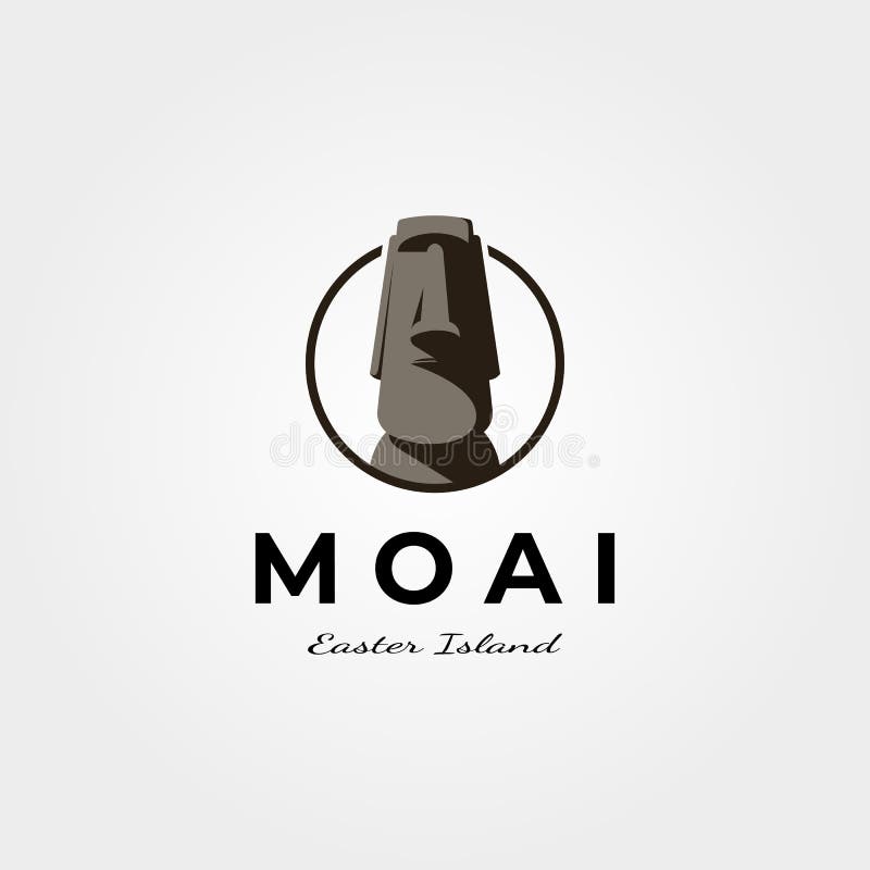 Moai easter wyspa logo vector vintage symbol ilustracji royalty ilustracja