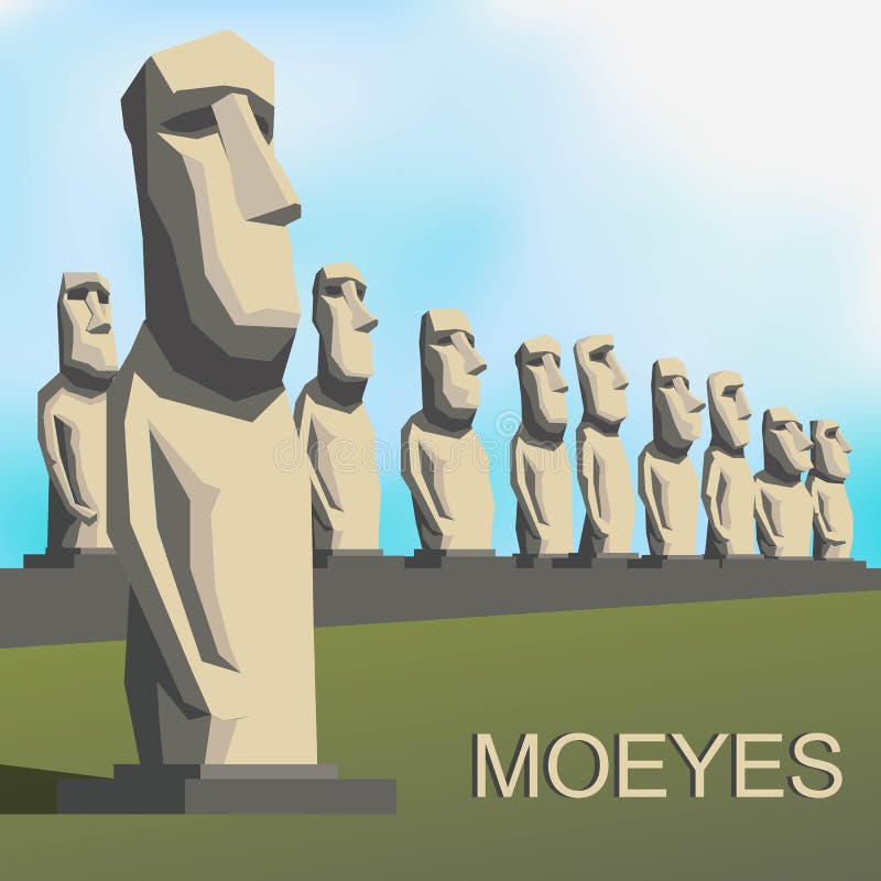 Moai stone statue pop art Royalty Free Vector Image