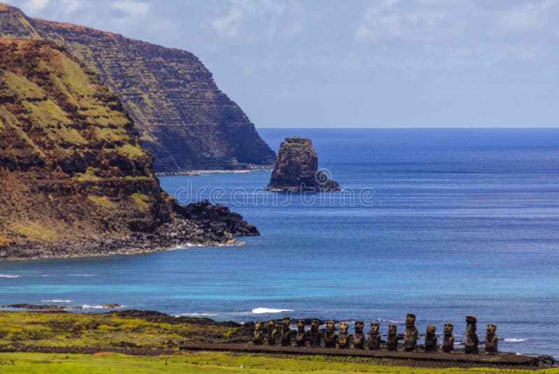 Moai statues in Easter Island,Chile royalty free stock images Moai statues in Easter Island,Chile royalty free stock images