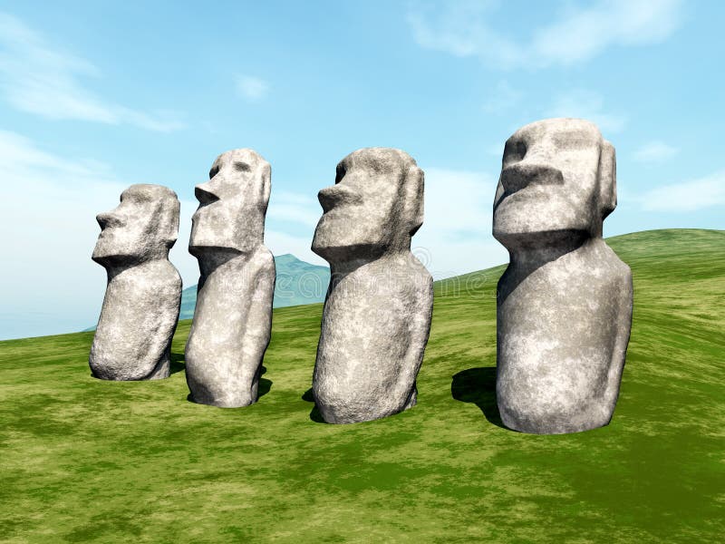 Premium Vector Illustration of Moai Statues on Easter Island