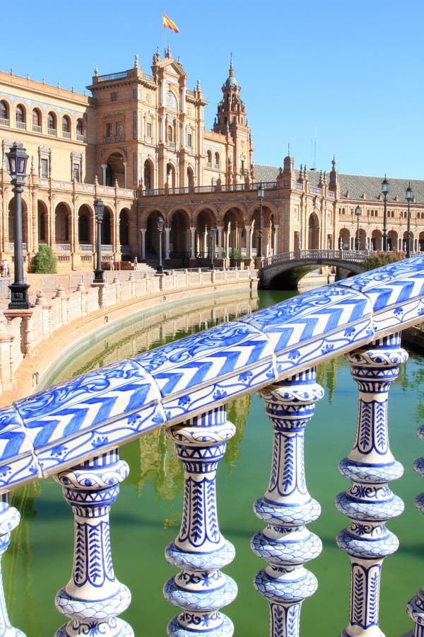 Moat at Plaza De Espana, Seville, Spain Editorial Stock Image