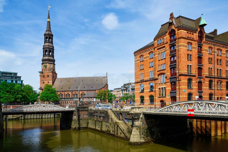 A View of Hamburg S Moated Castle in the Warehouse District Editorial