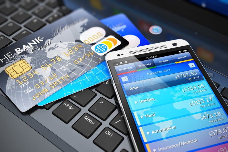 Mobiel bankwezen en financiënconcept