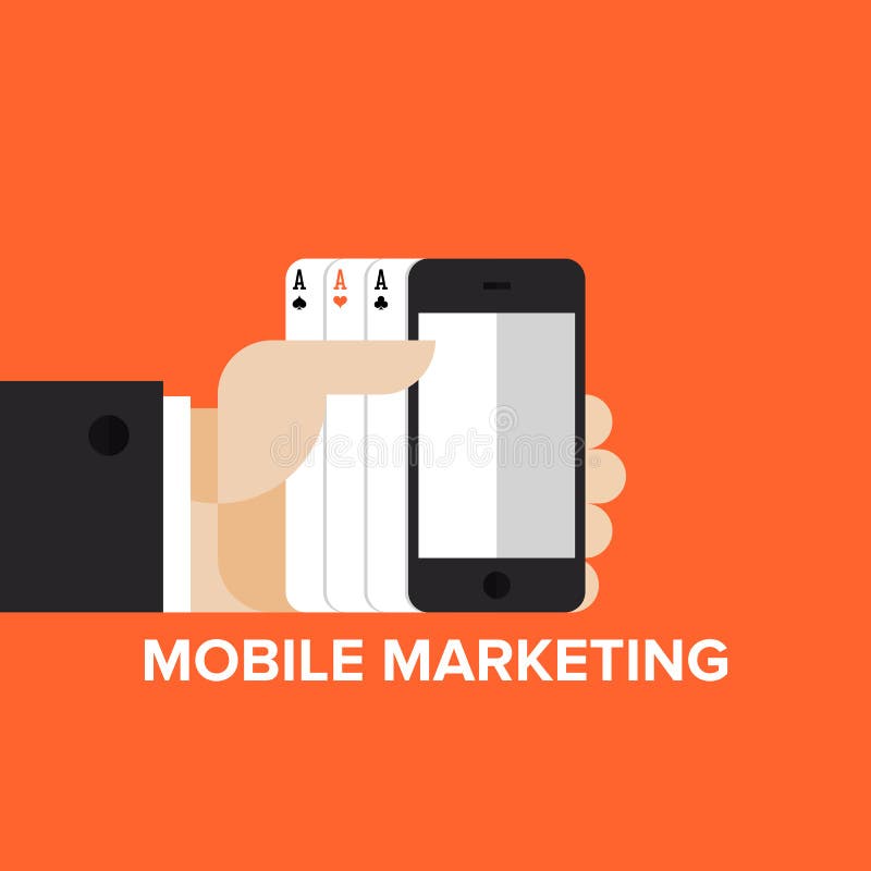 Mobiel marketing strategie vlak concept stock illustratie Mobiel marketing strategie vlak concept stock illustratie
