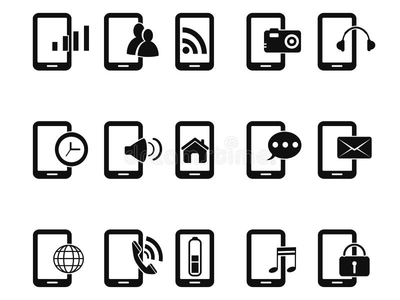 Mobiele geplaatste telefoonpictogrammen stock illustratie Mobiele geplaatste telefoonpictogrammen stock illustratie