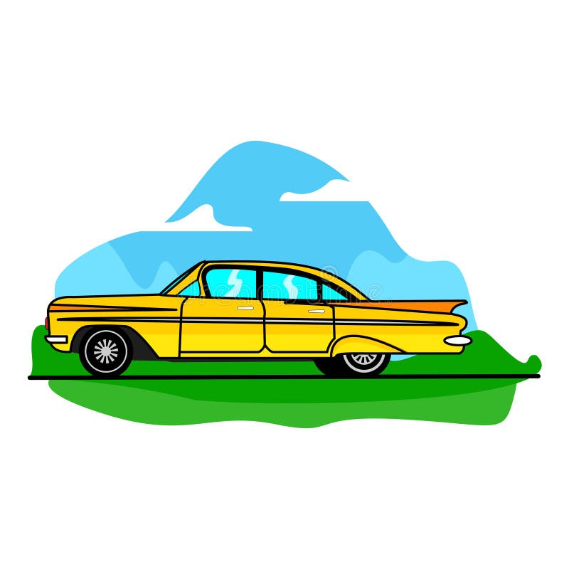 Vector of a Yellow Classic Car Stock Vector - Illustration of classic