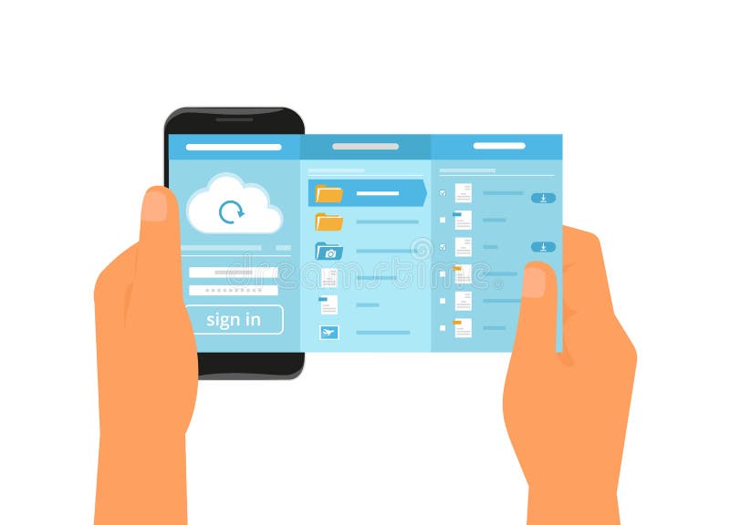 Mobil app för molnsynkronisering royaltyfri illustrationer
