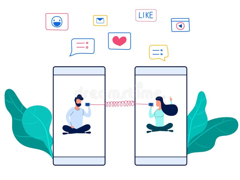 Mobil kommunikation och socialt nätverksbegrepp Folk som missbrukas till teknologi stock illustrationer Mobil kommunikation och socialt nätverksbegrepp Folk som missbrukas till teknologi stock illustrationer