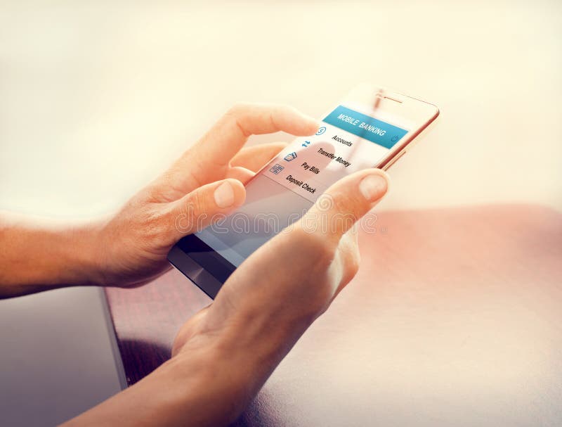 Mobil teknologi begreppsför online-betalning och finansiell teknologi royaltyfri fotografi