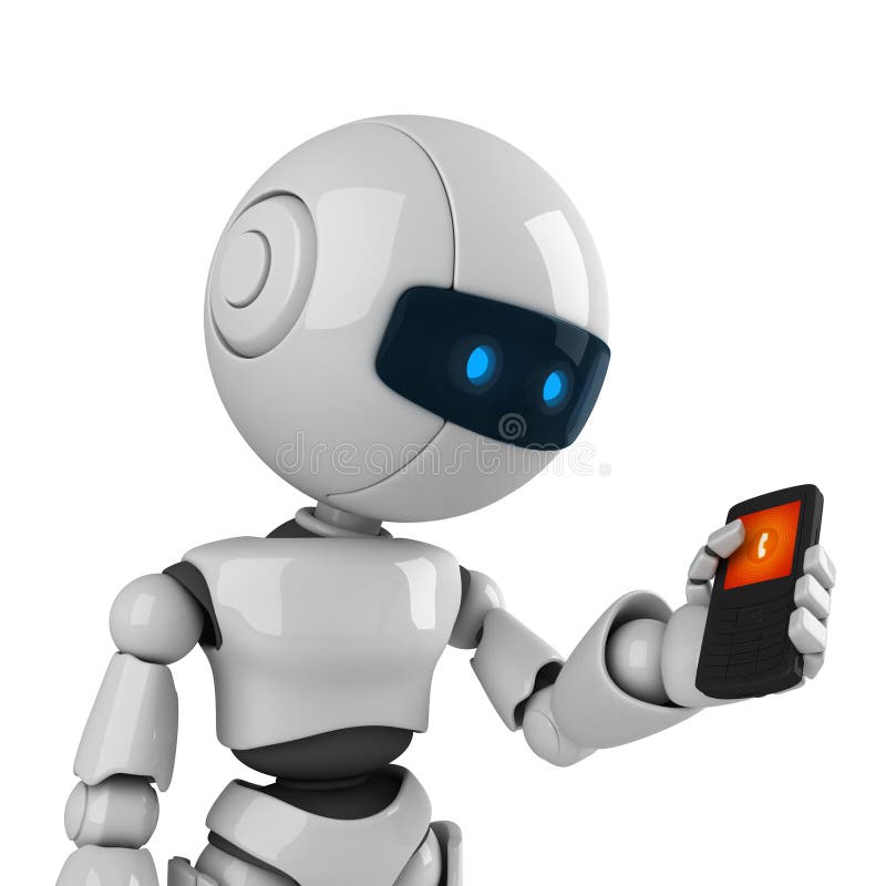 Mobil white för telefonrobotstay stock illustrationer
