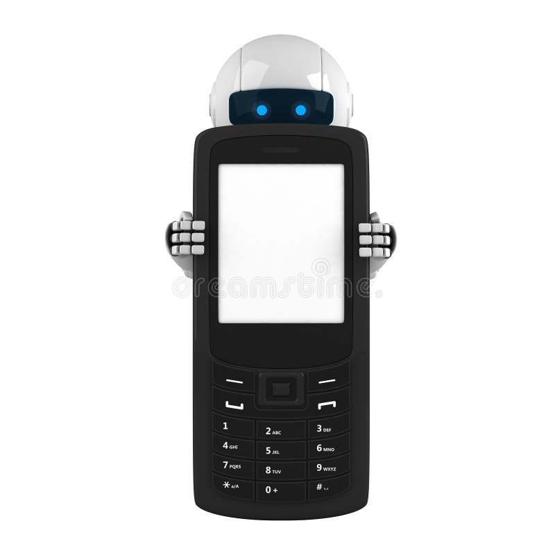 Mobil white för telefonrobotstay stock illustrationer