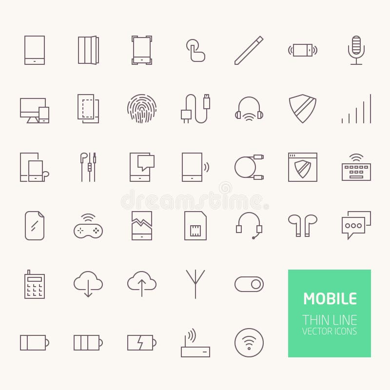 Mobile Outline Icons for web and mobile apps. Suitable for any application designs. Mobile Outline Icons for web and mobile apps. Suitable for any application designs