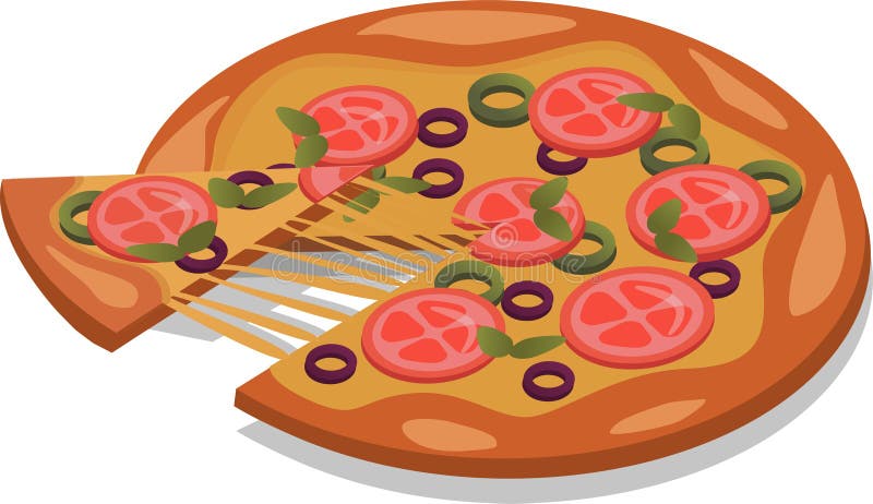 Vector Illustration Pizza with Tomatoes and Cheese Stock Illustration ...