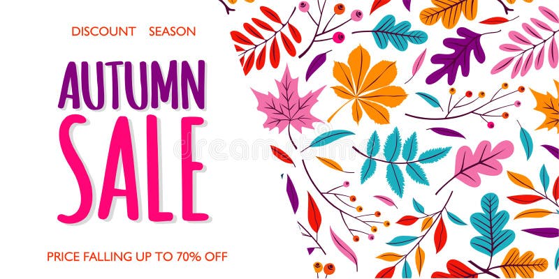 Stylish Autumn Sale Banner Abstract Illustration Background with Falling Autumn Leaves