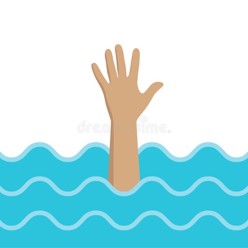 Hand of a Drowning Person in the Water on a White Background, a Man ...