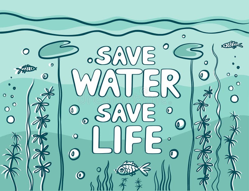 Save Water - Save Life. Cartoon Illustration in Flat Style Stock Vector -  Illustration of drawn, hand: 187369037