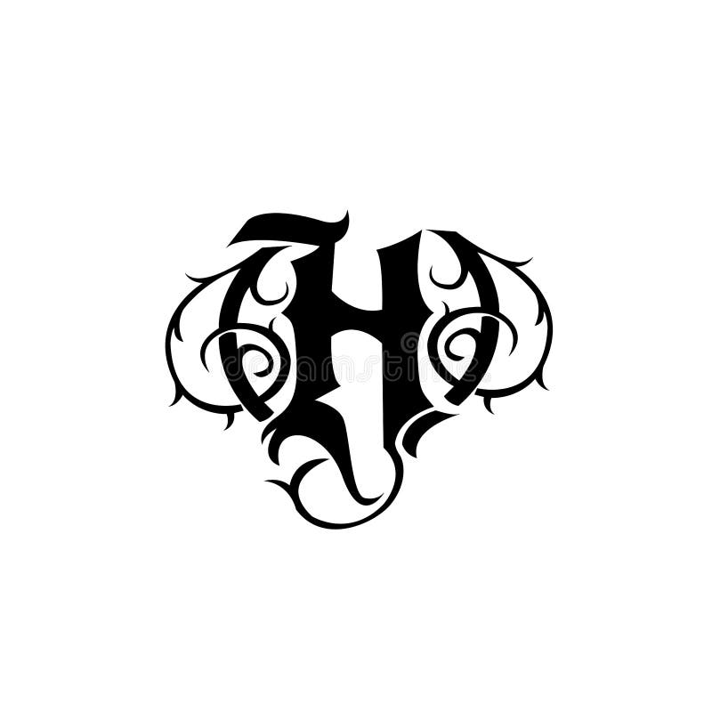 Letter H Temporary Tattoo Sticker OhMyTat