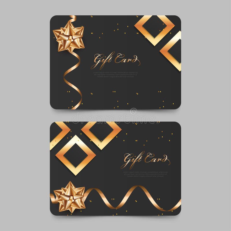 Elegant Gift Voucher Design with Golden Style. Stock Illustration